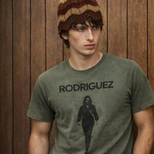 Sixto Sugarman Rodriquez army green cotton faded soft band tee shirt